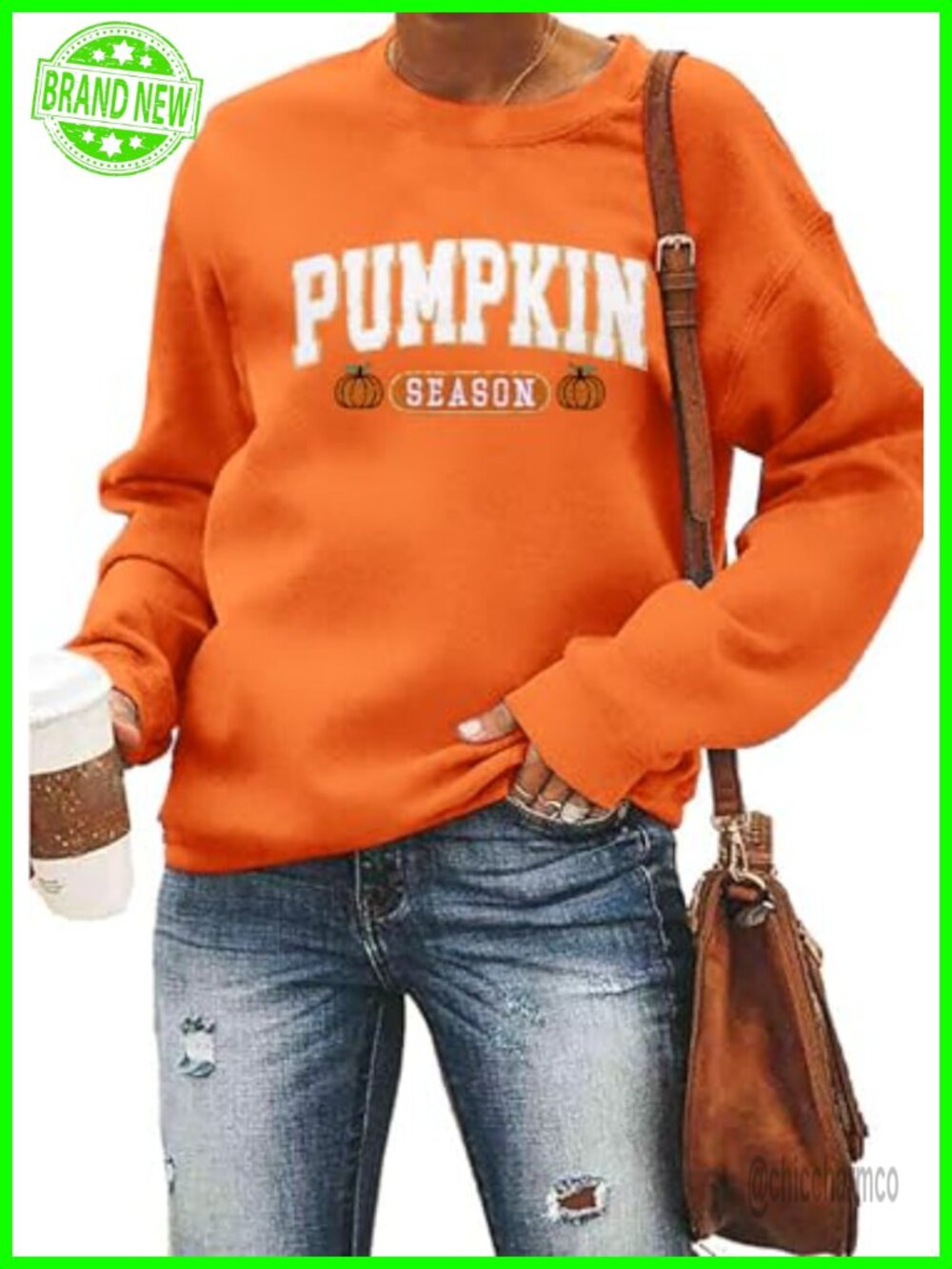 Women's Pumpkin Season Embroidered Sweatshirt Fall Crewneck Pullover